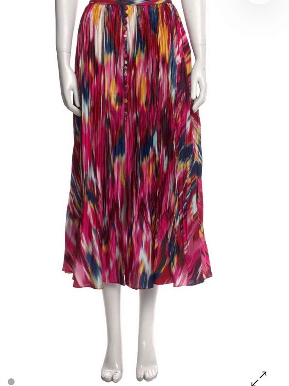 Jonathan Simkhai Multicolor Pink Abstract Pleated Midi Skirt